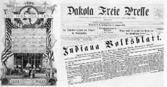 Zeitungsköpfe wie Dakota Freie Presse und Indiana Volksblatt
